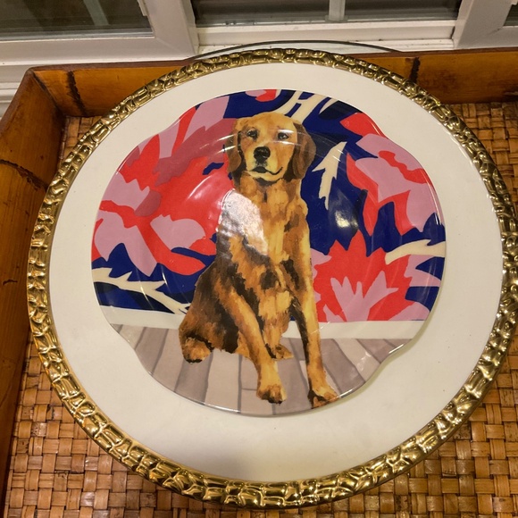 Anthropologie Jay McClellan Studio “Brody in Bloom”  Dog Plate - Picture 2 of 4